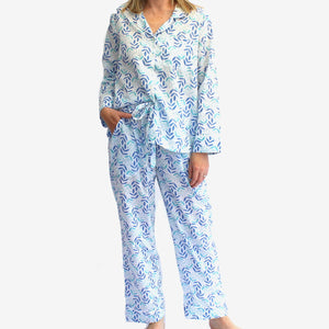 blue leaf and bud pyjama 