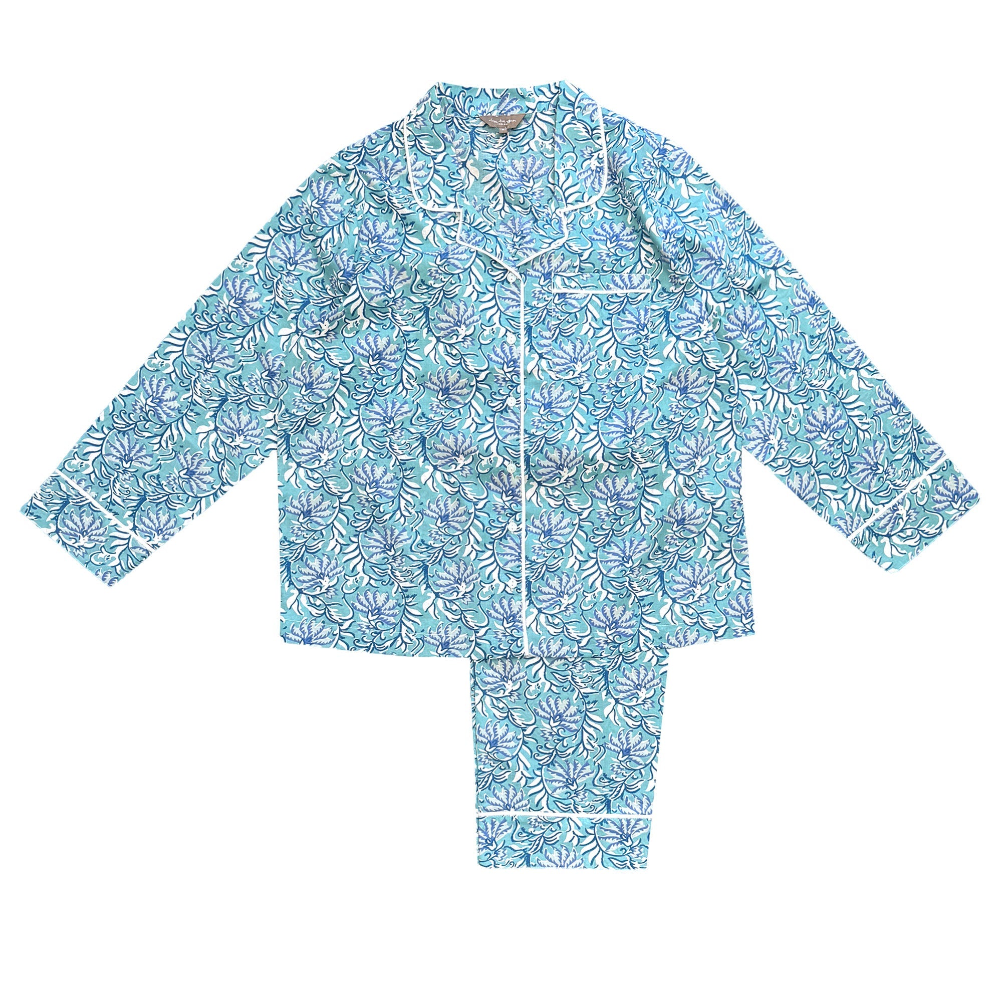 Jaipur Blue & Turquoise Cotton Pyjamas