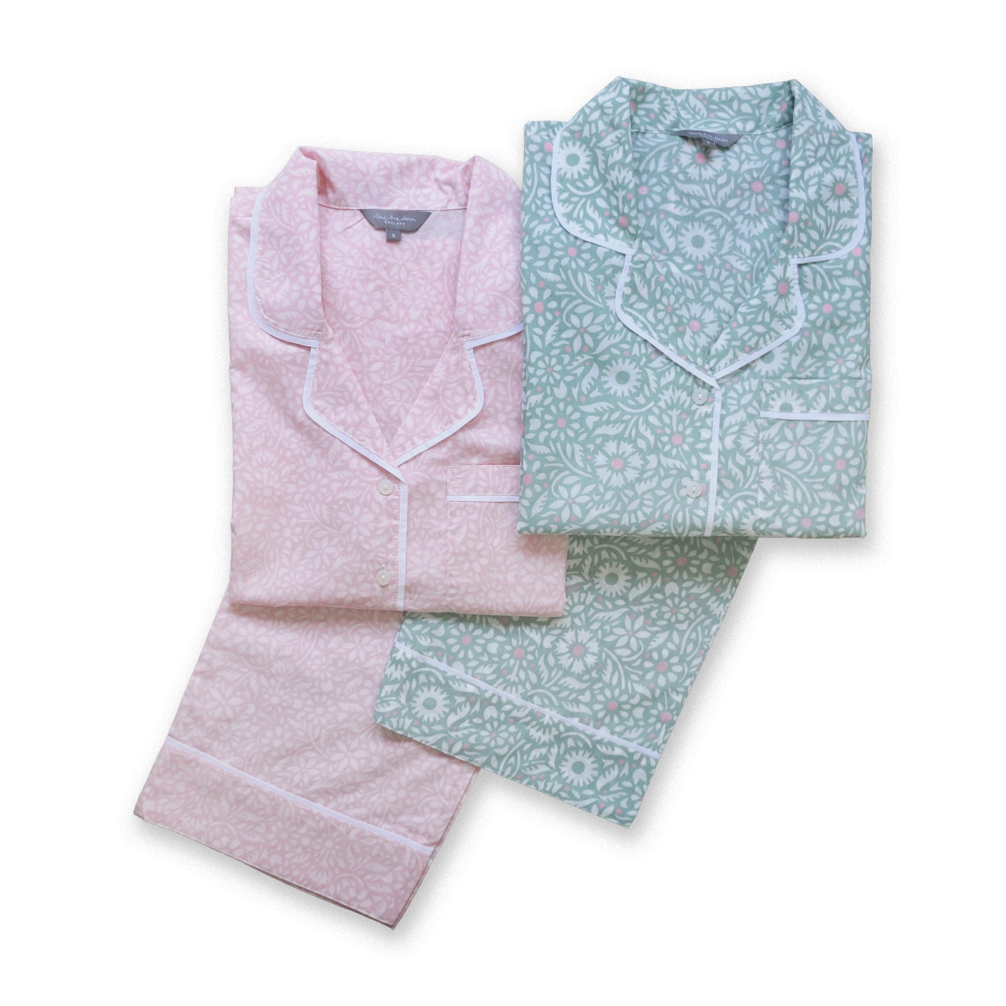 pyjamas in pink and green 

