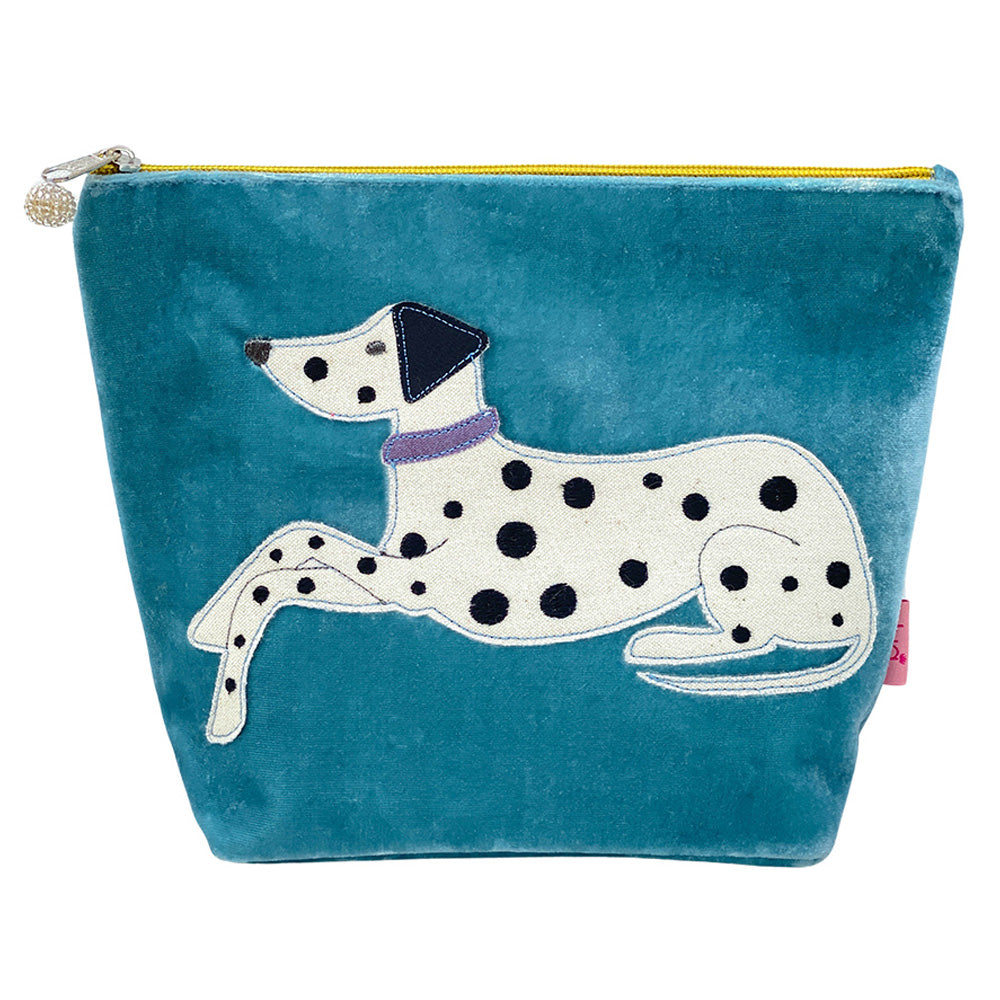 Large Velvet Teal Dalmatian Cosmetic Purse