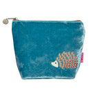 Velvet Hedgehog Cosmetic Purse Blue Grey