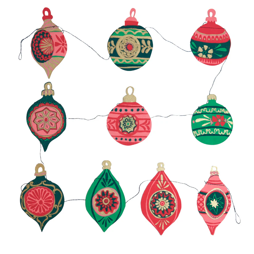 Bauble Hand Printed Paper Garland