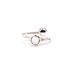 Rock Crystal Adjustable Birthstone Ring Sterling Silver April