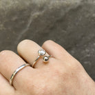 Rock Crystal Adjustable Birthstone Ring Sterling Silver April