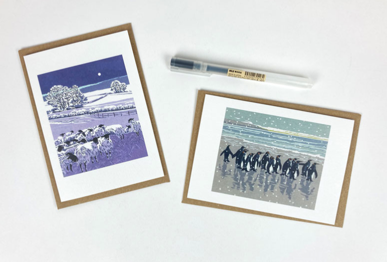 Pack of 10 Notecards - Snowy Beach Kings & Flocks by Night