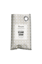 Sesame scrub packaging with a label on a white background