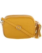 Tassle Crossbody Leather Camera Bag Mustard