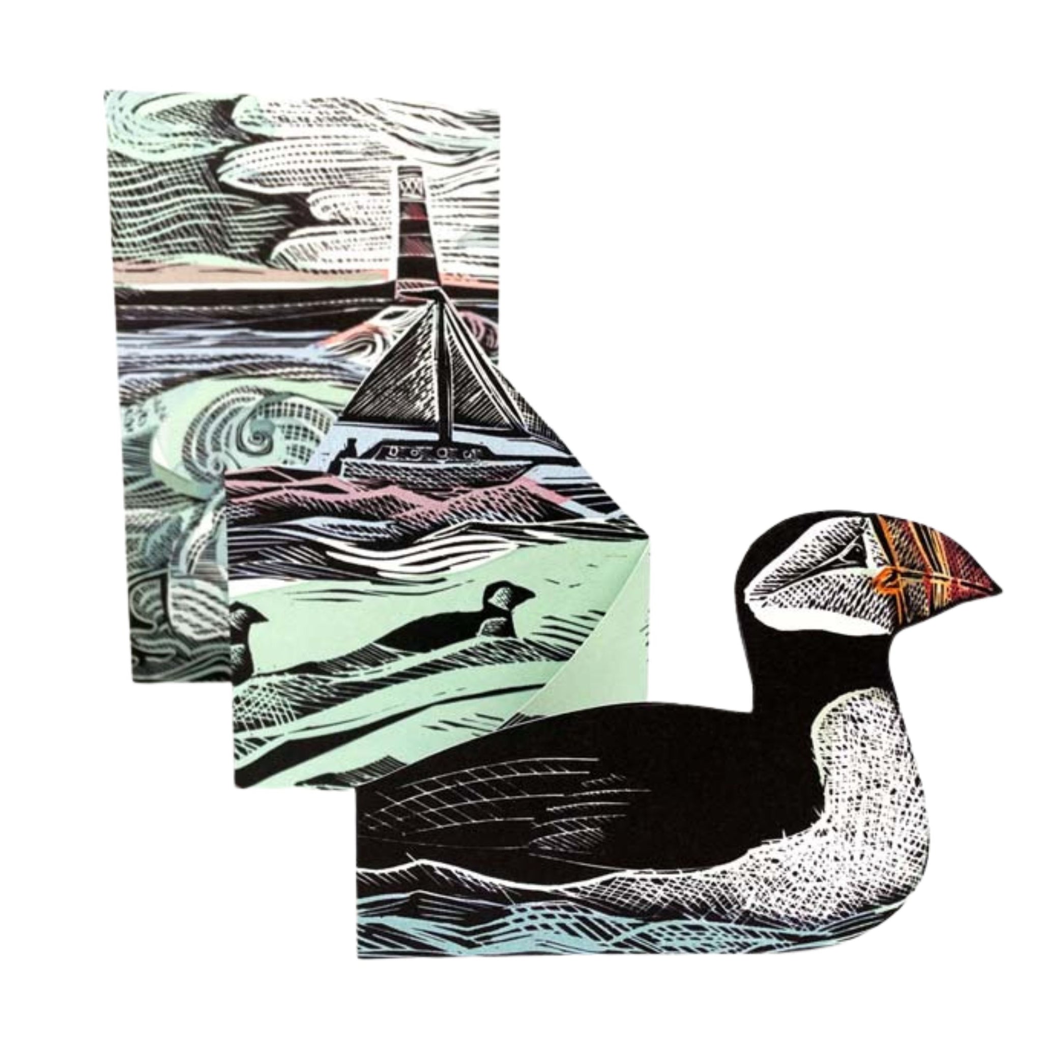 Puffins at Coquet Island by Angela Harding. Folding out to create a lovely rural scene.