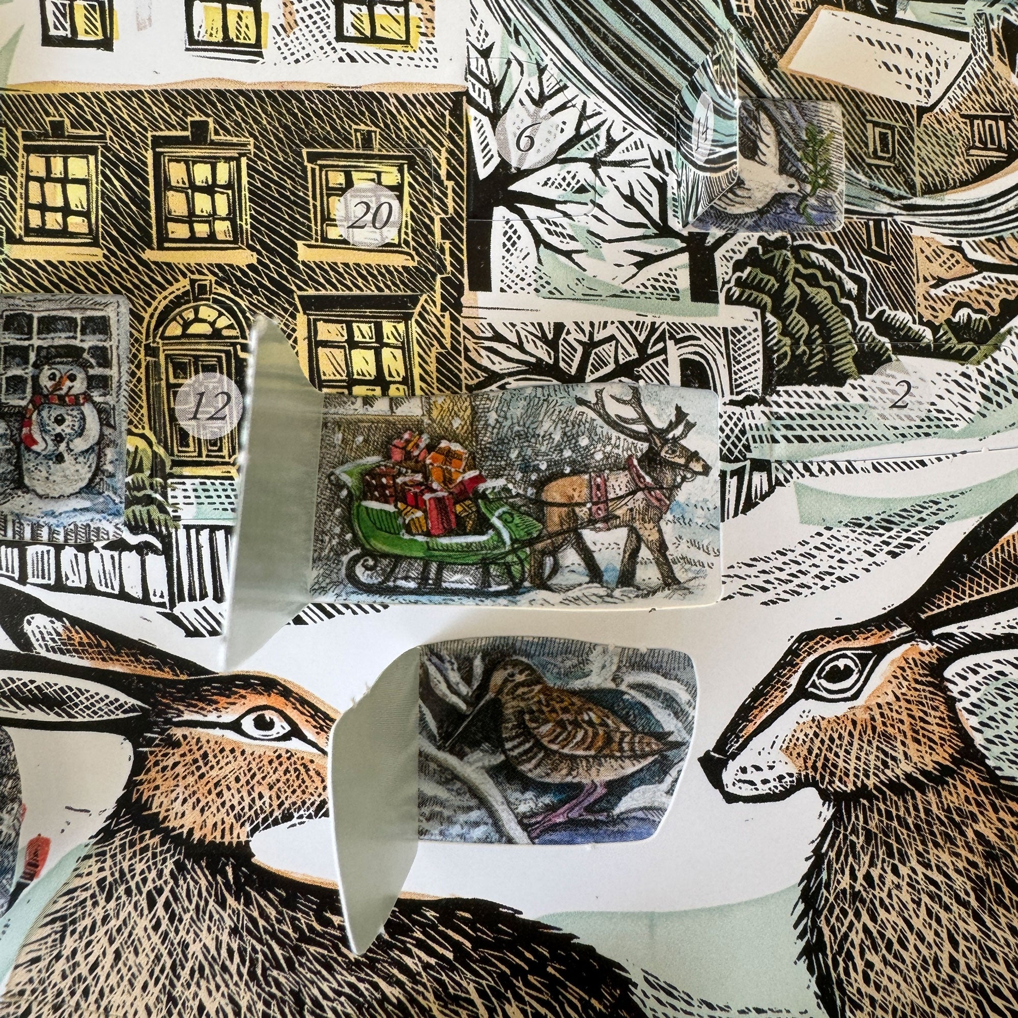 We Three Hares advent card