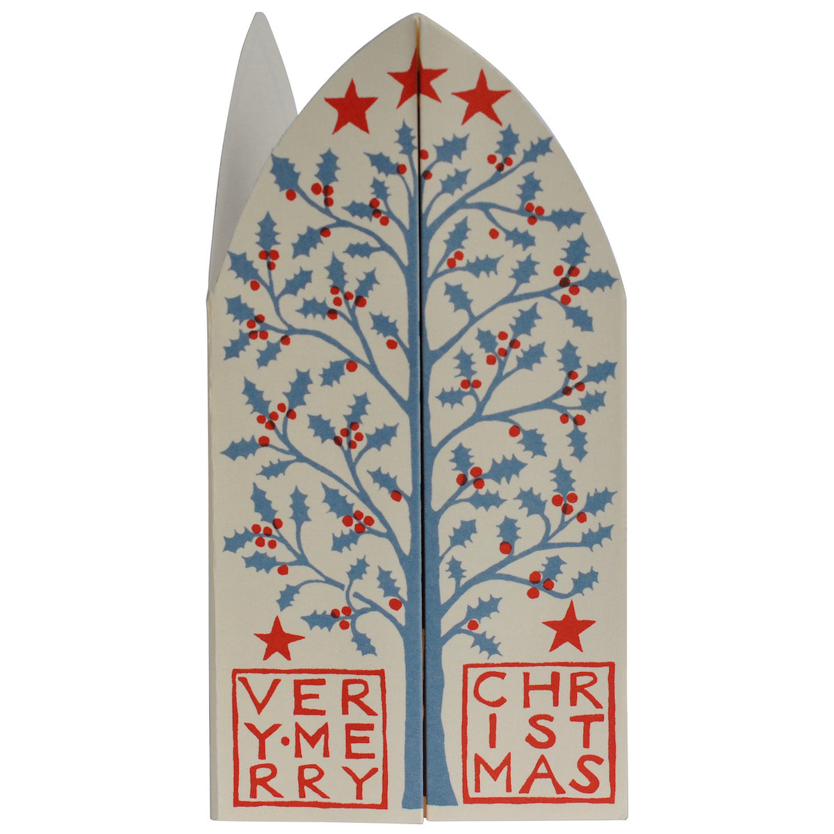 Three stylized trees with 'And Happy New Year' text on a white background