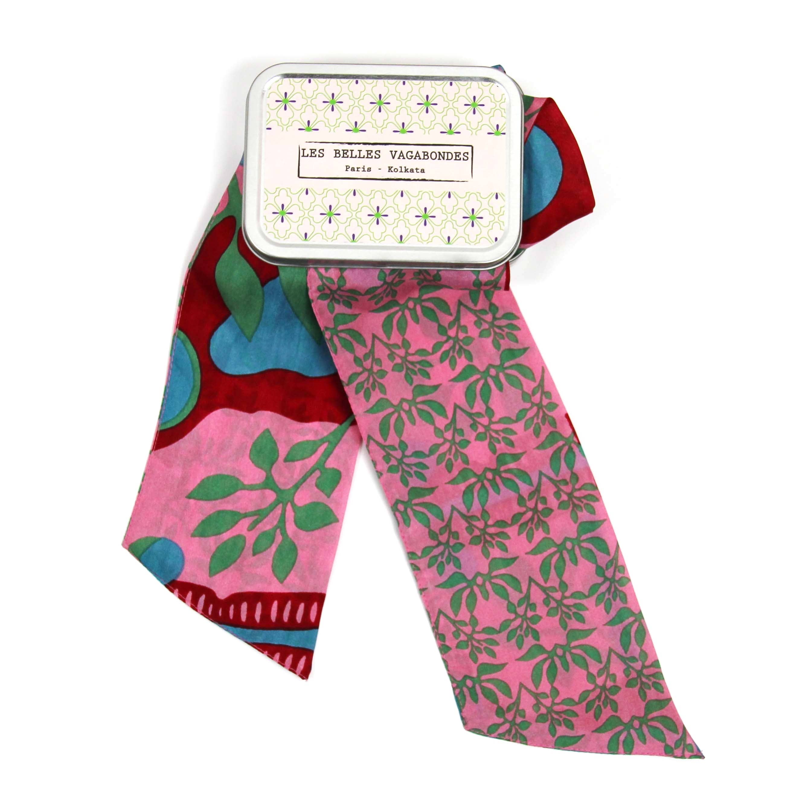 100% Silk Double Sided Bandeau Scarf Ivy Khaki