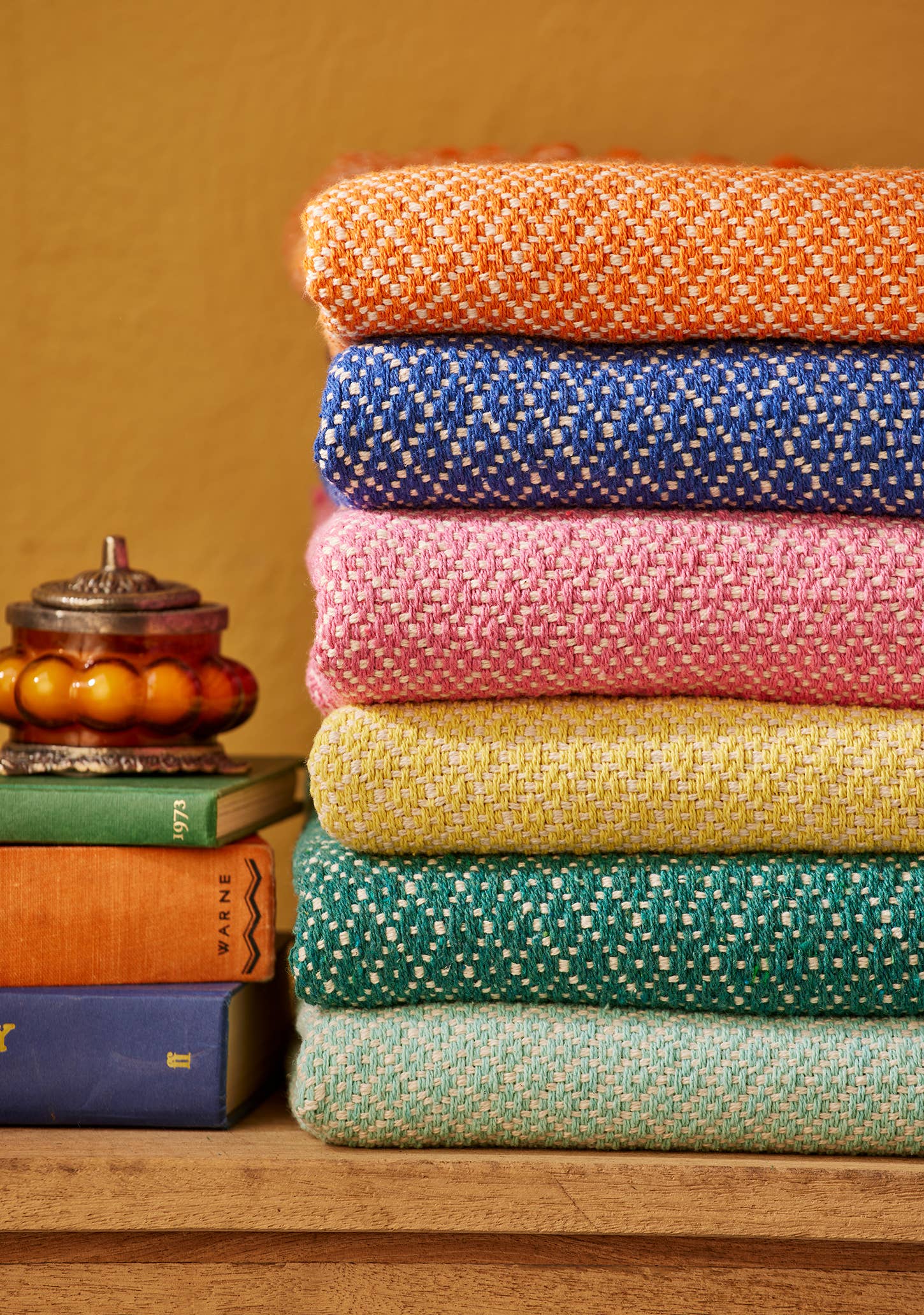 Recycled Cotton Throw Jade Rosalie Weave 