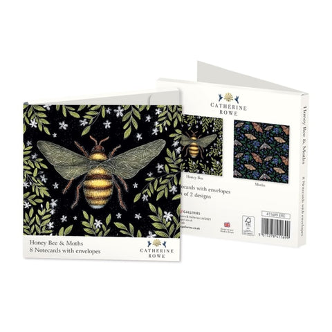 Pack of 8 Notecards - Honey Bee & Moths