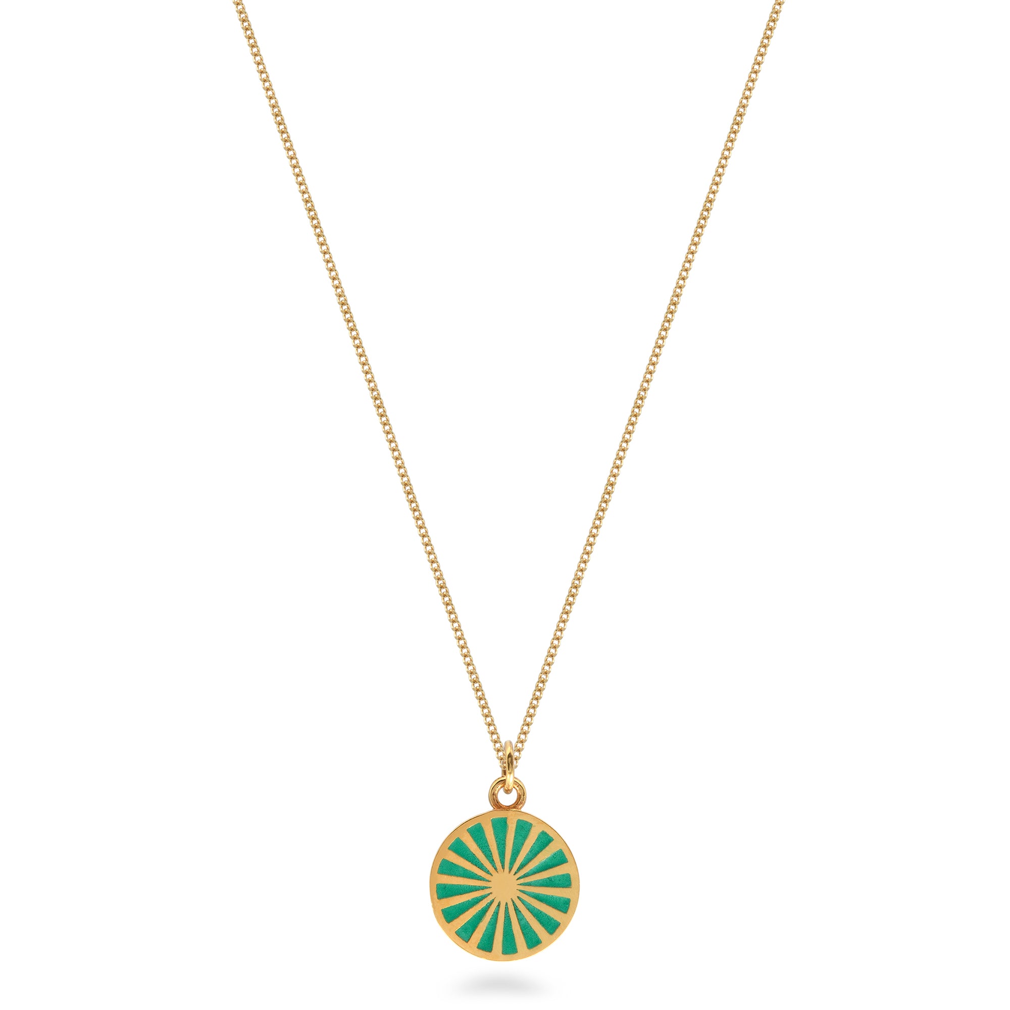 hanging gold vermeil spinning wheel medallion 