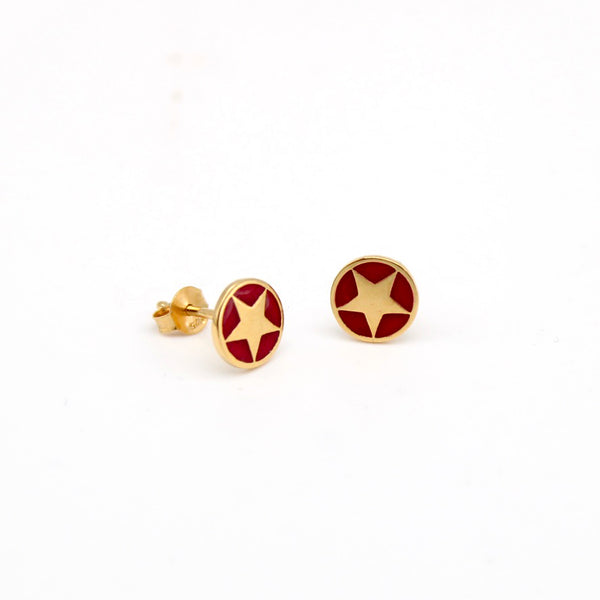 Cherry Red Gold Earring 