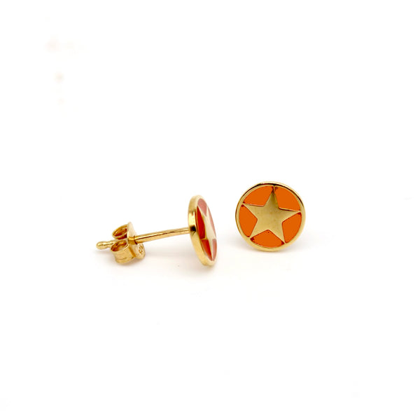 Orange Gold Star Earring 