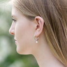 Half Hoop Earrings with Round Pearl Sterling Silver