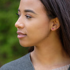 Birthstone Stud Earrings July: Ruby and Sterling Silver