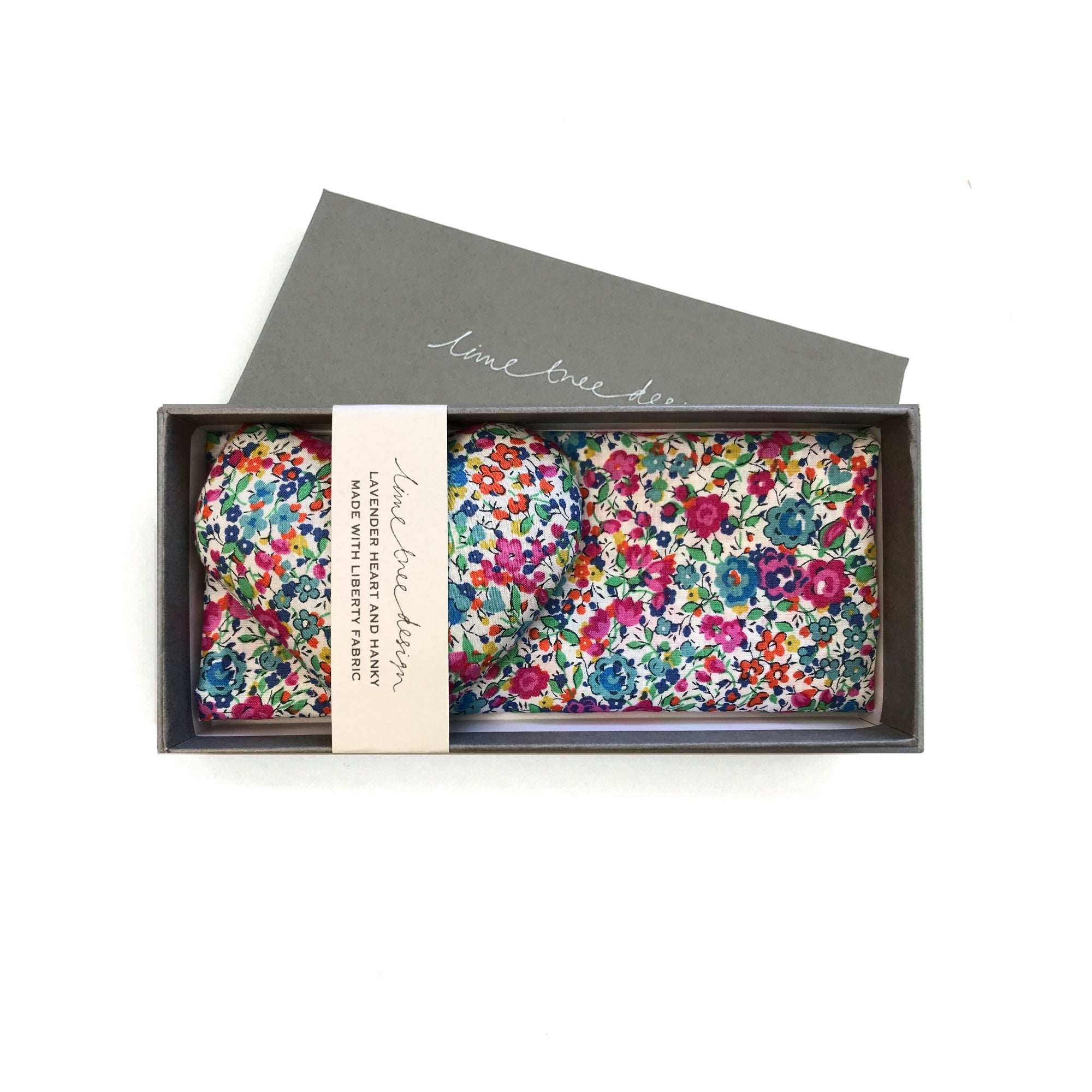 NEW Box of 1 Lavender Heart & 1 Liberty Hanky - Emma & Georgina