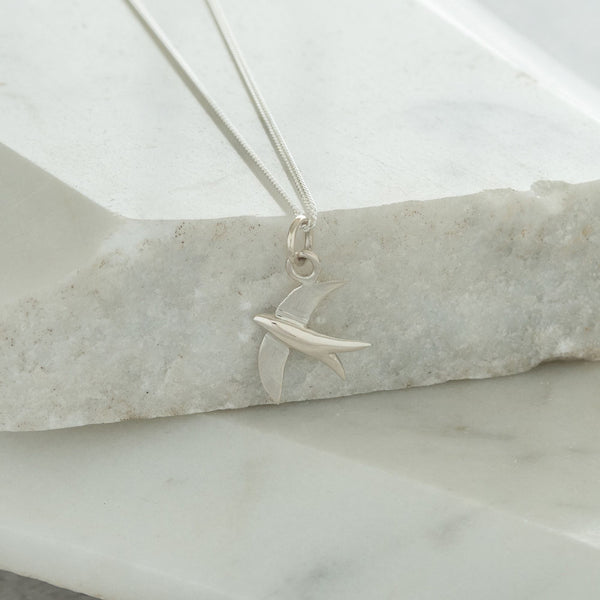 Swallow Charm Necklace Sterling Silver