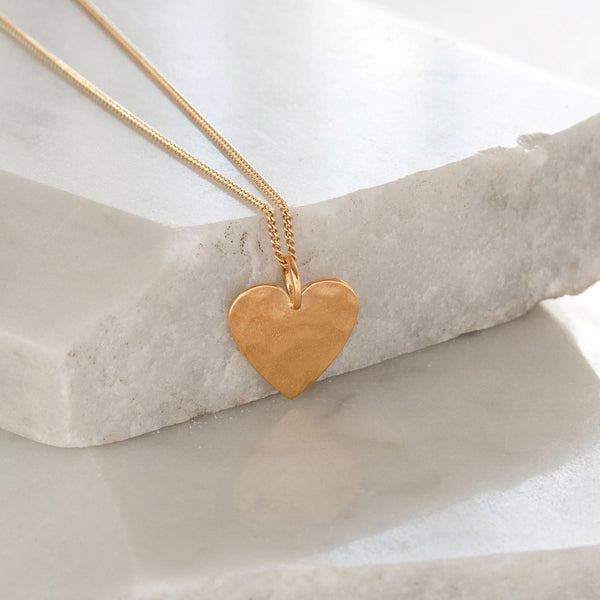 Hammered Heart Pendant Necklace Gold Vermeil