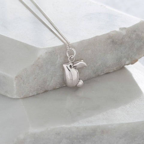 Rabbit Pendant Necklace Sterling Silver