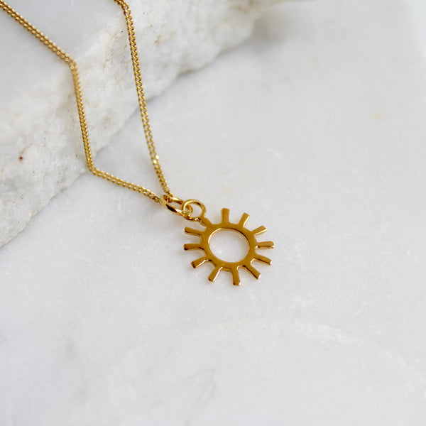 Sun Charm Necklace Gold Vermeil
