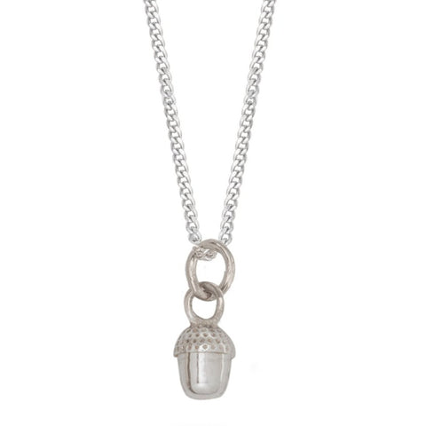 Tiny Acorn Charm Necklace Sterling Silver