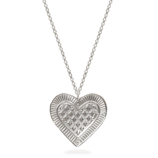 Gingerbread Heart Amulet Necklace Sterling Silver