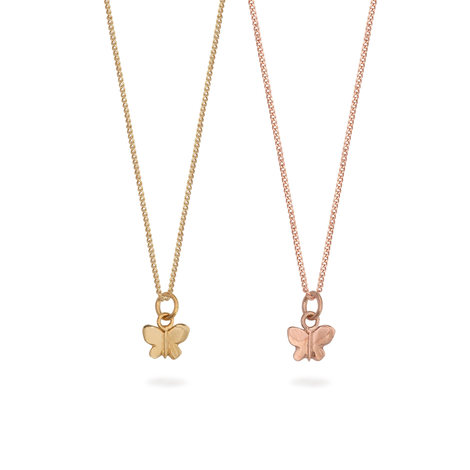Butterfly Charm Necklace Rose Gold Vermeil