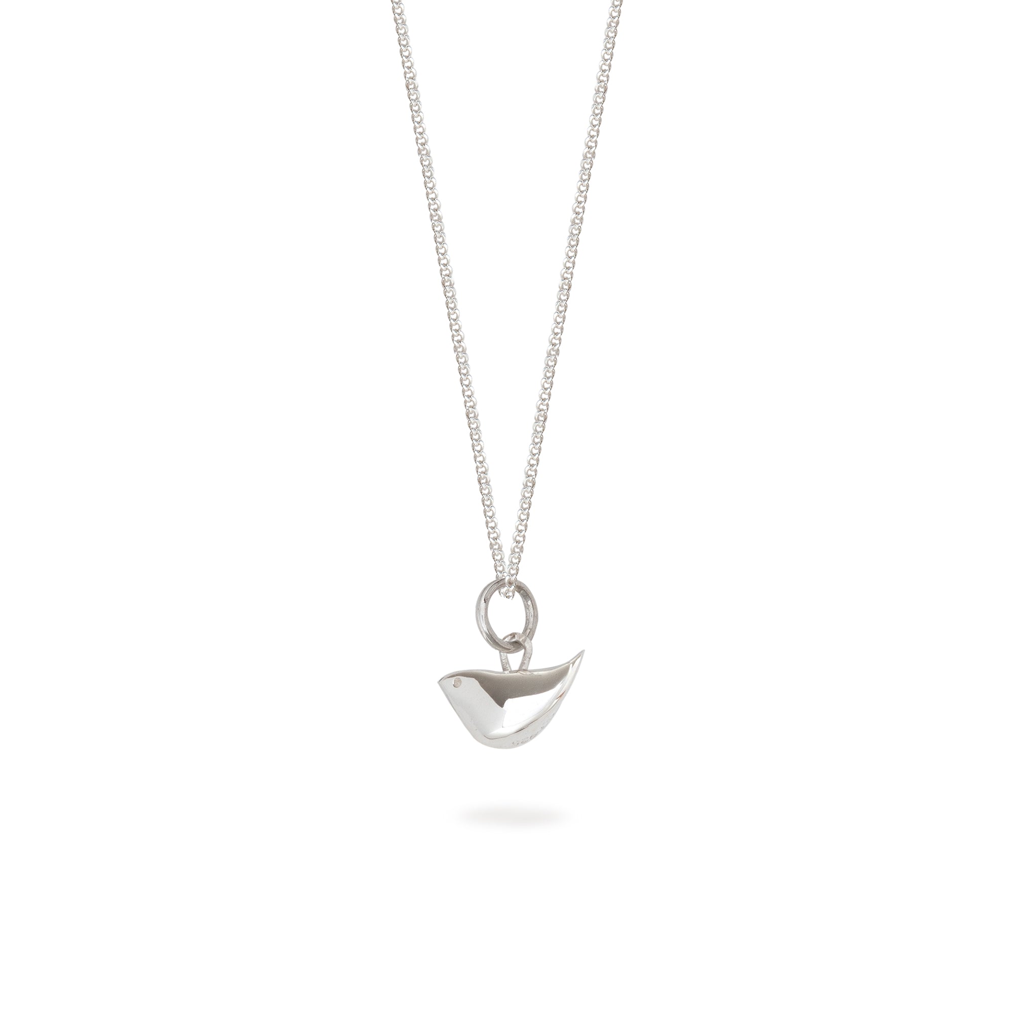 Tiny Bird Charm Necklace Sterling Silver