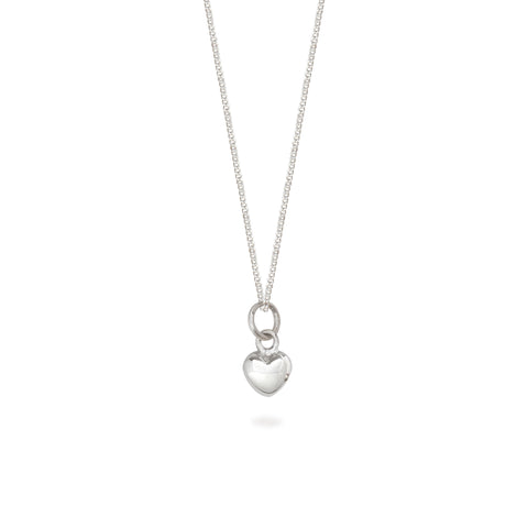 Tiny Heart Charm Necklace Sterling Silver