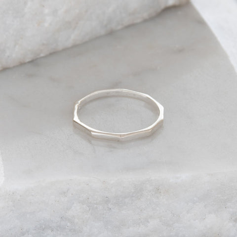Hexagon Stacking Ring Sterling Silver