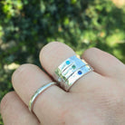 Hammered Birthstone Stacking Ring Sterling Silver