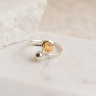 Citrine Adjustable Birthstone Ring Sterling Silver November