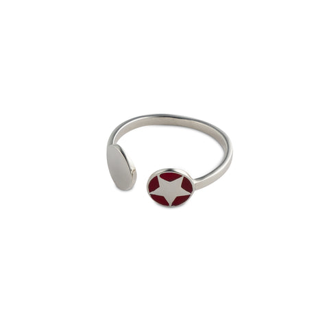 *New Enamel Cherry Red Star Adjustable Ring