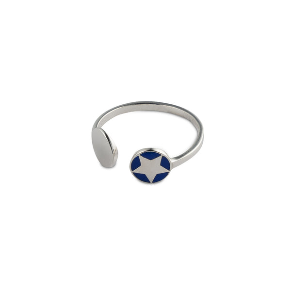 Enamel Blue Star Adjustable Ring