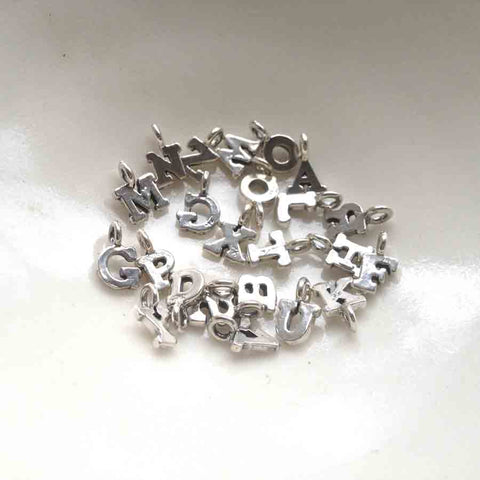 Tiny Letter Charm Sterling Silver
